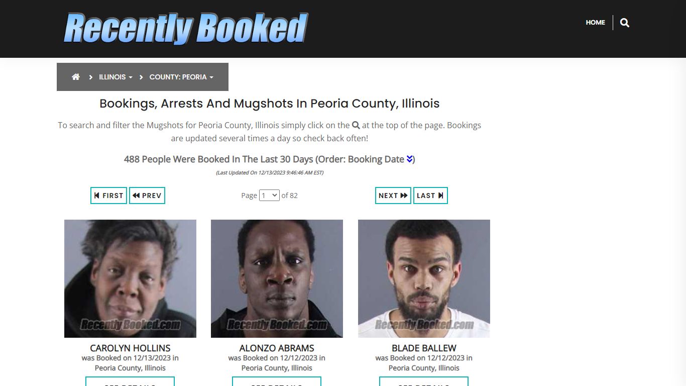 Recent bookings, Arrests, Mugshots in Peoria County, Illinois