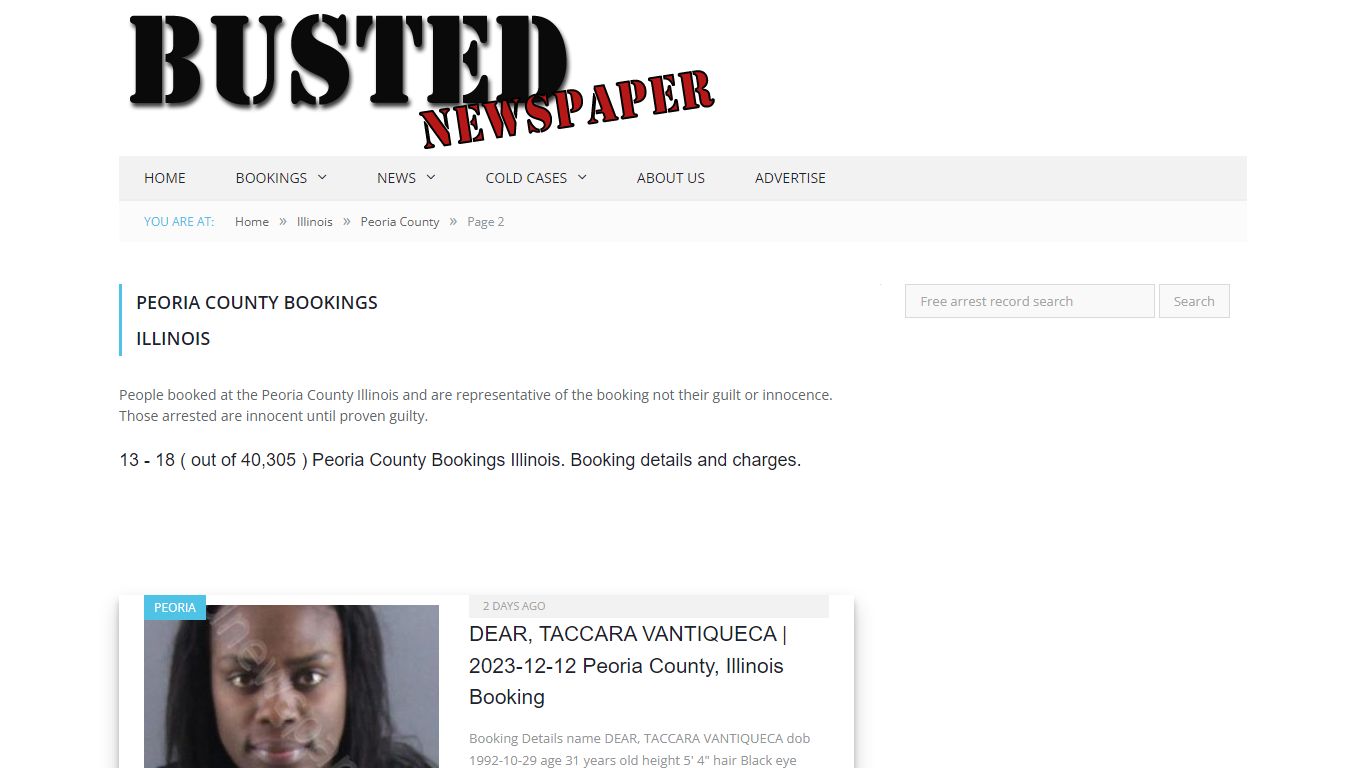 Peoria County, IL Mugshots - page 2 - BUSTED NEWSPAPER